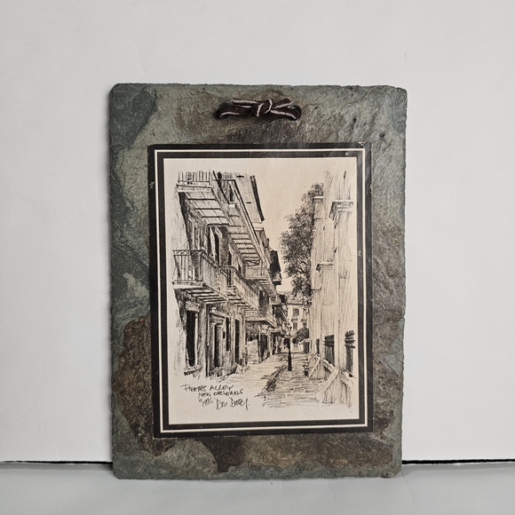 Other - Rustic Slate Wall Art Sketch Pirates Alley New Orleans Plaque French Quarters